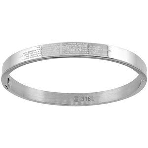 Stainless Steel Lords Prayer Bangle Bracelet Women Oval High Polish 7" inches